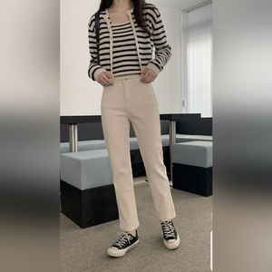 Cream straight jean-small